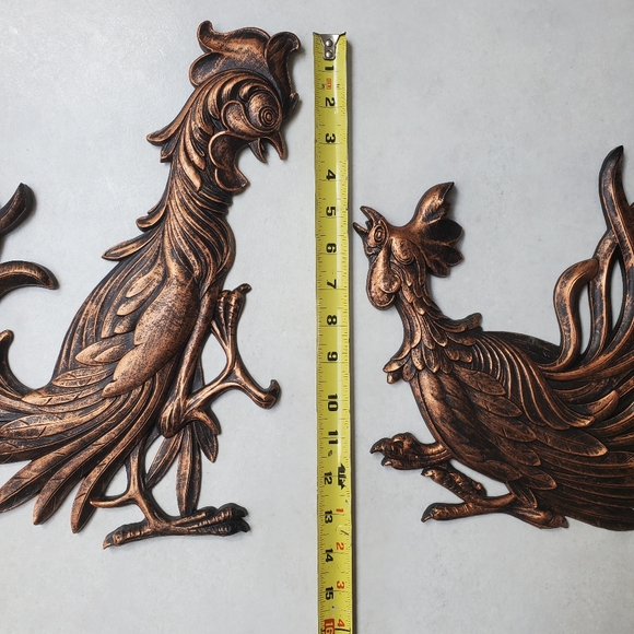 Coppercraft Guild Set of Two Fighting Roosters Wall Hanging Vintage MCM - Picture 10 of 13